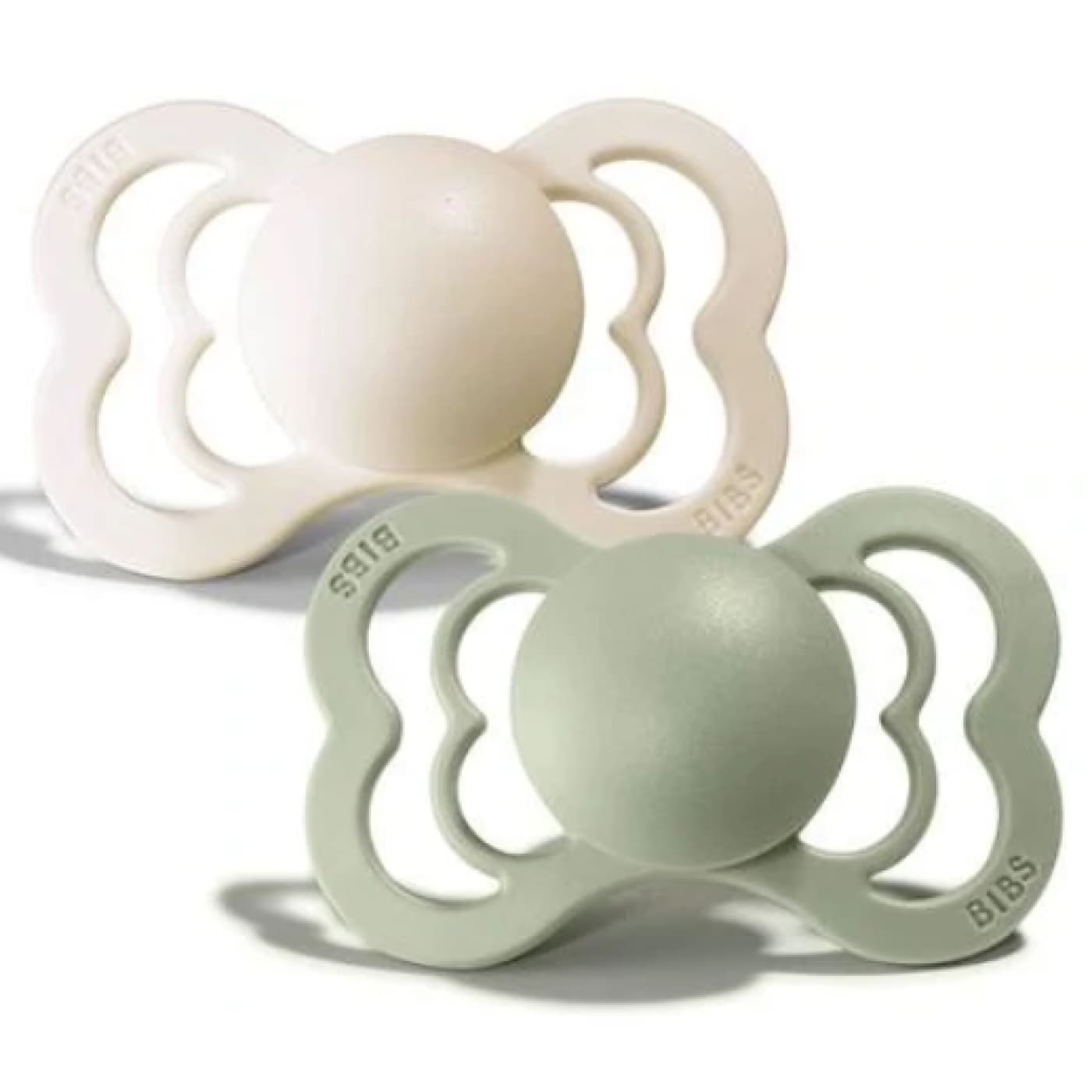 BIBS Dummy Twin Pack Couture Silicone Size One - Ivory/Sage - One / Ivory/Sage - NURSING & FEEDING - DUMMIES/SOOTHERS