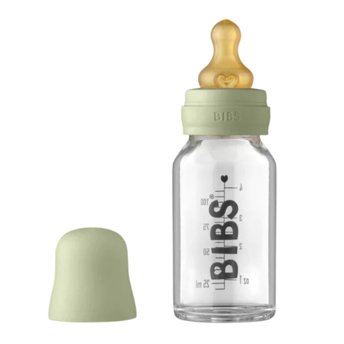 BIBS Glass Bottle 110ML - Sage - Sage - NURSING &amp; FEEDING - BOTTLES/TEATS