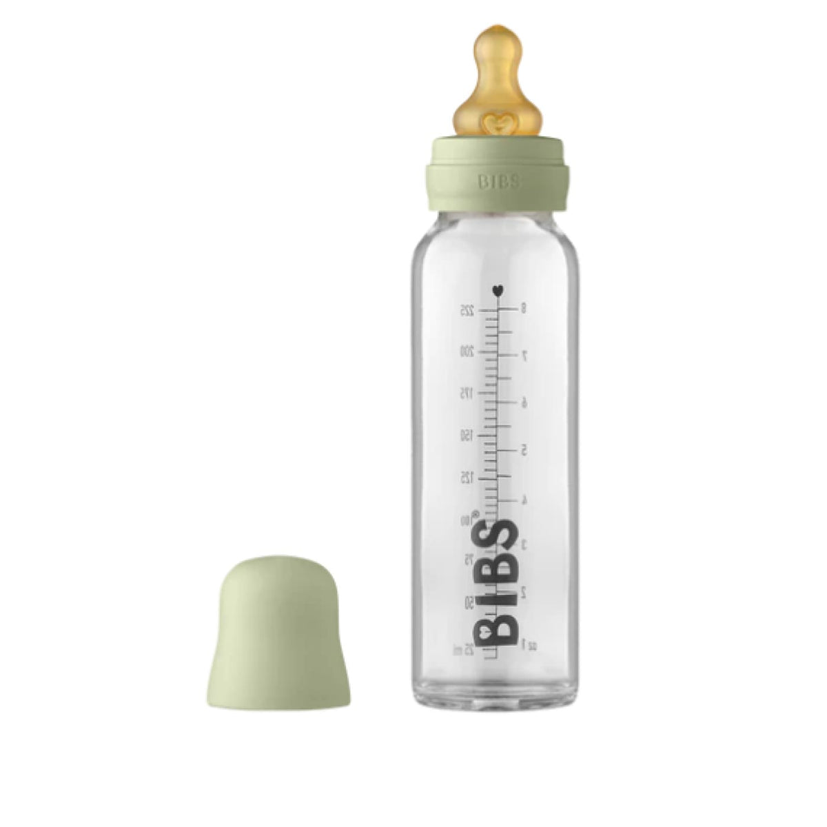 BIBS Glass Bottle 225ML - Sage - Sage - NURSING &amp; FEEDING - BOTTLES/TEATS