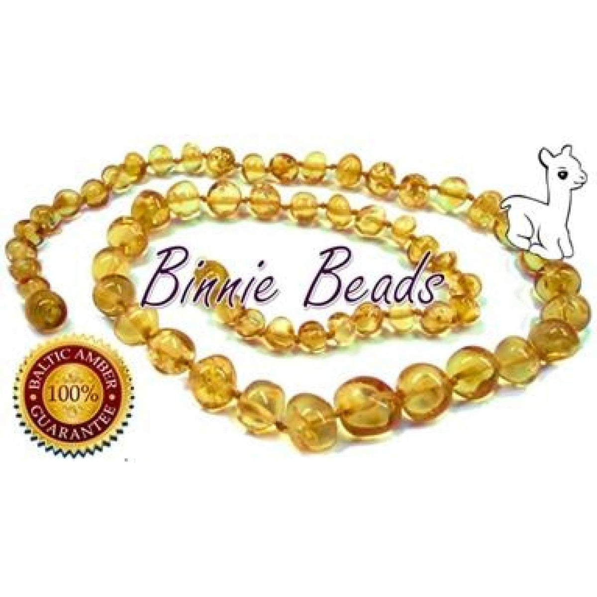 Binnie Baltic Amber Child Necklace - Lemon 36CM - NURSING &amp; FEEDING - TEETHERS/TEETHING JEWELLERY