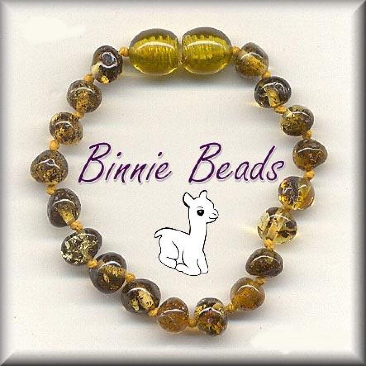 Binnie Baltic Amber Teething Baby Braclet - Black/Green 15CM - NURSING & FEEDING - TEETHERS/TEETHING JEWELLERY