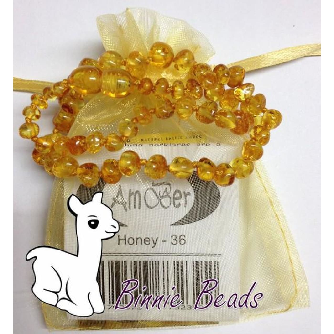 Binnie Baltic Amber Teething Child Necklace - Honey 36CM - NURSING & FEEDING - TEETHERS/TEETHING JEWELLERY