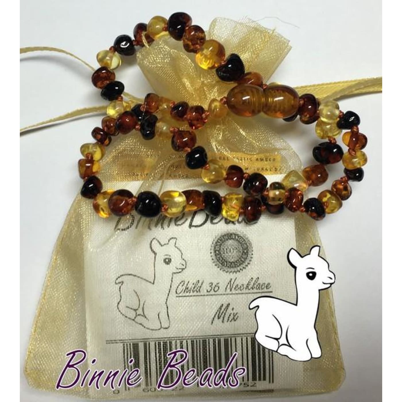 Binnie Baltic Amber Teething Child Necklace - Mix 36CM - NURSING & FEEDING - TEETHERS/TEETHING JEWELLERY