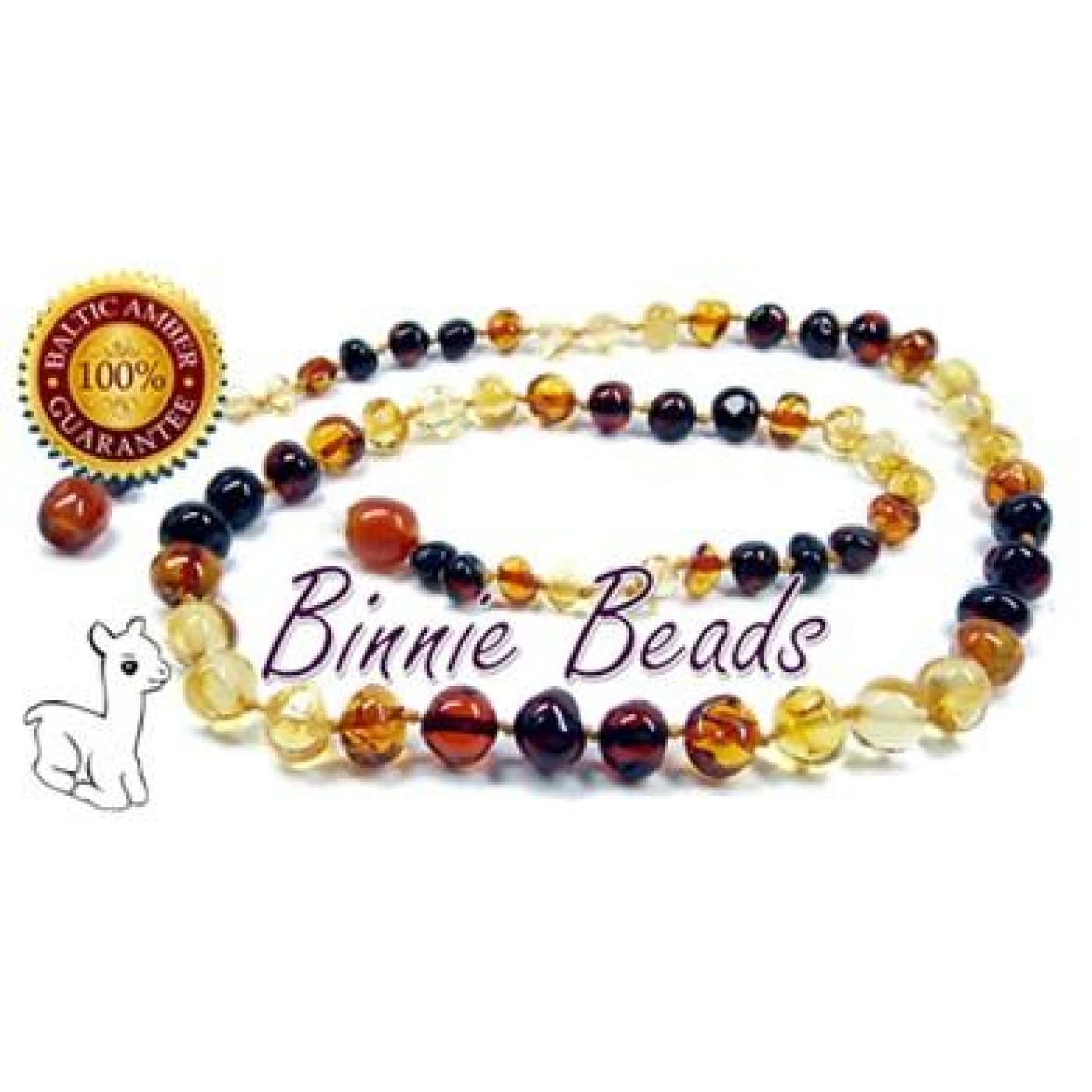 Binnie Baltic Amber Teething Child Necklace - Rainbow 36CM - NURSING & FEEDING - TEETHERS/TEETHING JEWELLERY