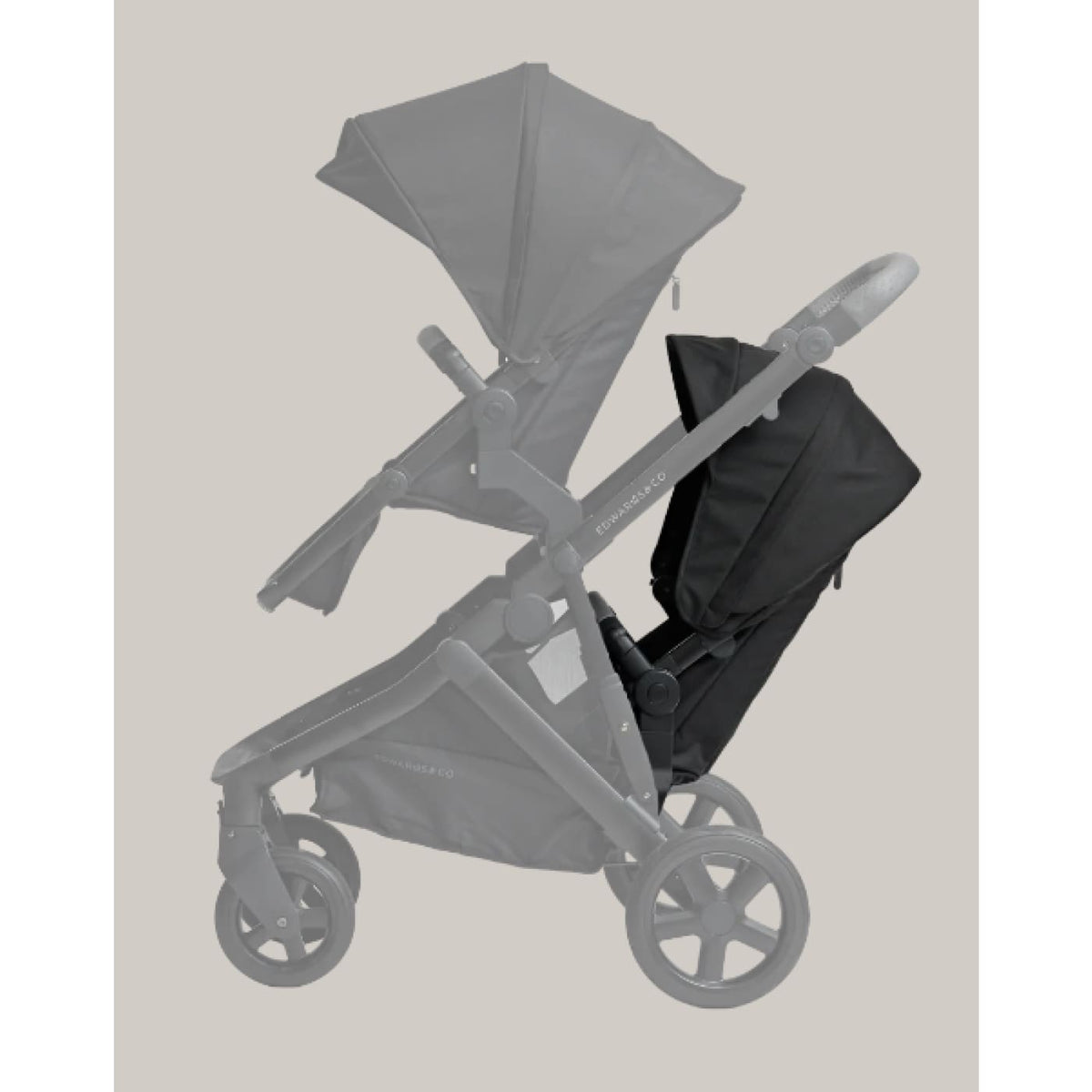 Edwards &amp; Co Olive Stroller Second Seat Kit - Black Luxe - Black Luxe - PRAMS &amp; STROLLERS - TODDLER SEATS/CONVERSION KITS
