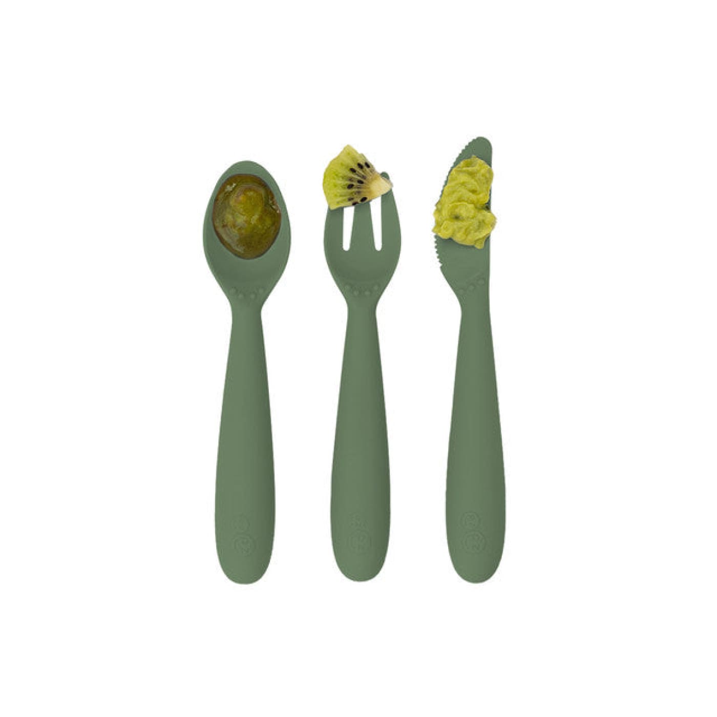 EZPZ Happy Utensils - Olive - Olive - NURSING & FEEDING - CUTLERY/PLATES/BOWLS/TOYS