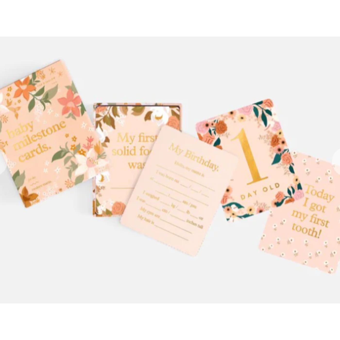 Fox & Fallow Baby Milestone Cards - Floral - GIFTWARE - MILESTONE BLOCKS/CARDS