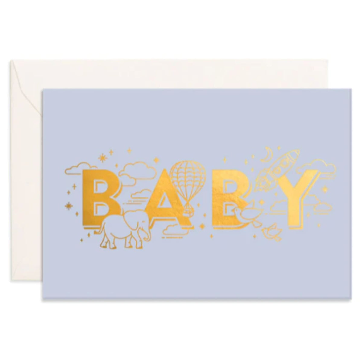Fox &amp; Fallow Baby Universe Mini Greeting Card - Duck Egg Blue - GIFTWARE - CARDS