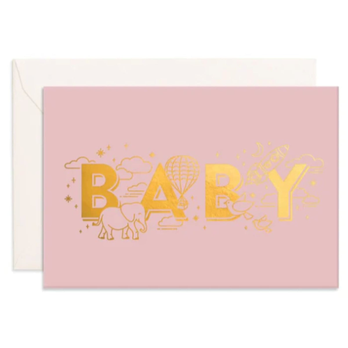 Fox &amp; Fallow Baby Universe Mini Greeting Card - Dusty Rose - GIFTWARE - CARDS