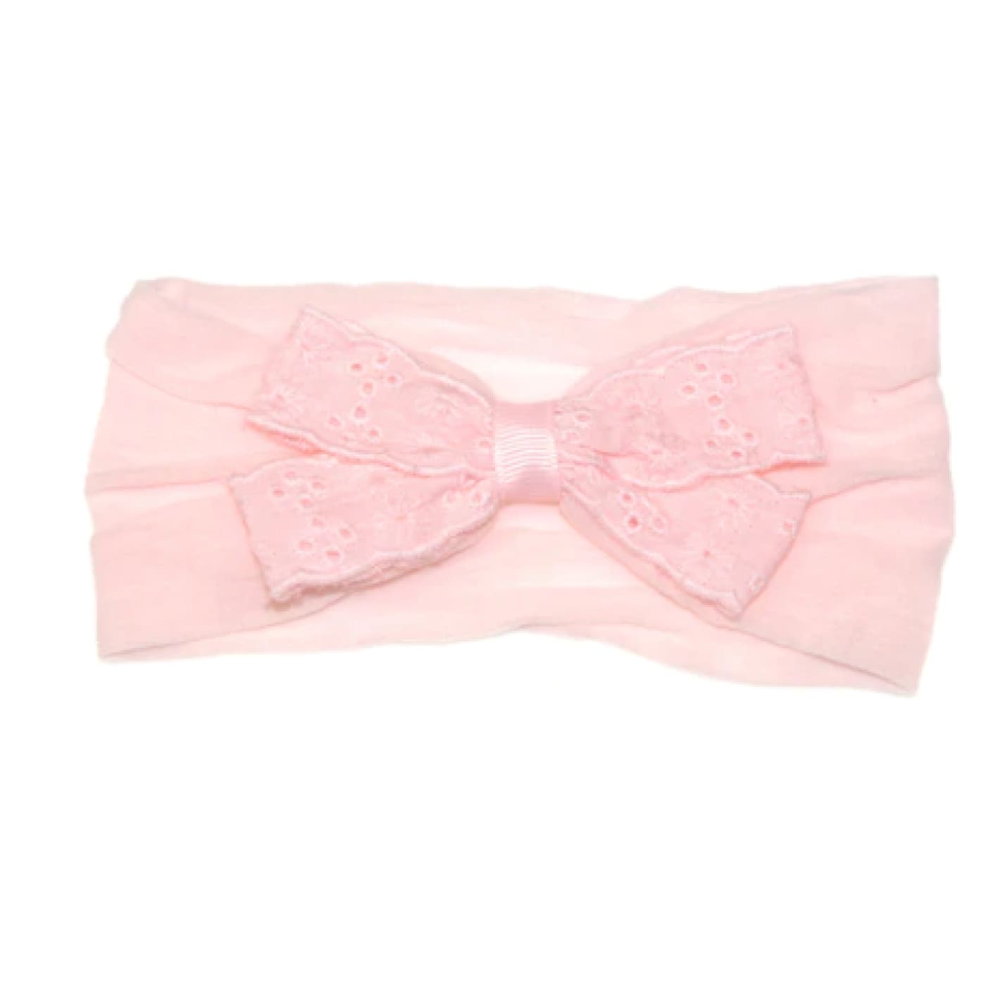 Goody Gumdrops Baby Broderie Anglaise Bow Headband - Pink - Pink - BABY & TODDLER CLOTHING - HEADBANDS/HAIR CLIPS