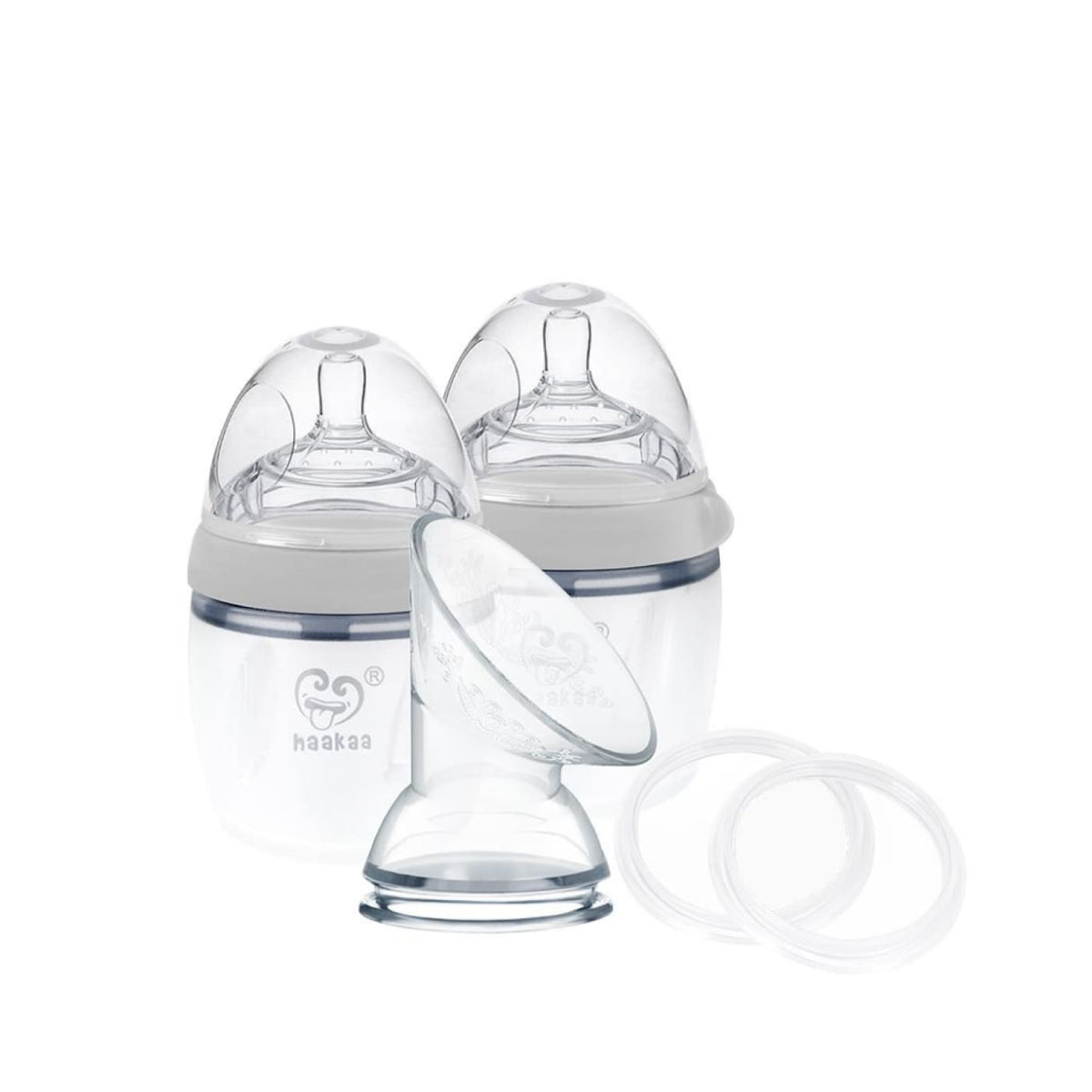 Haakaa Gen 3 Silicone Pump and Bottle Pack - Grey - NURSING &amp; FEEDING - BREAST PUMPS/ACCESSORIES