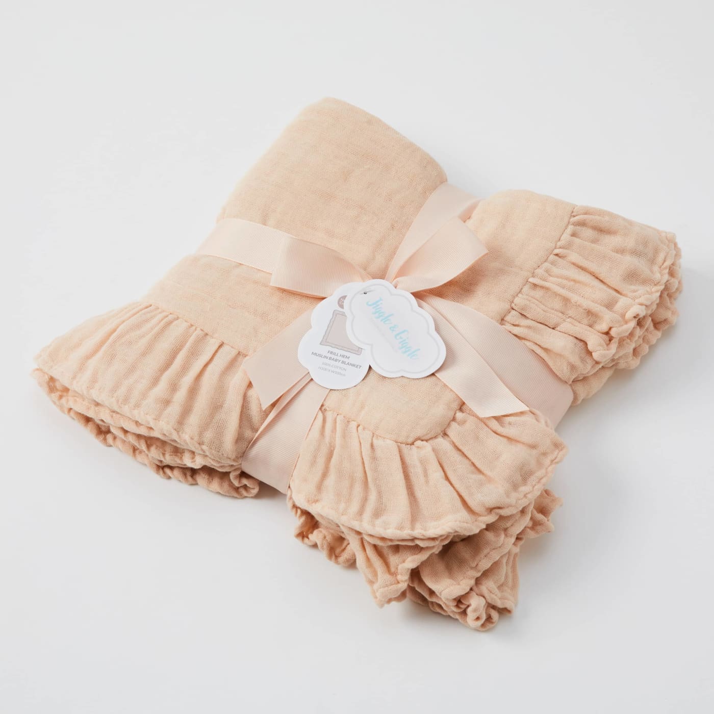 Jiggle & Giggle Frill Hem Muslin Baby Blanket - Pink Clay - Pink Clay - NURSERY & BEDTIME - BLANKETS