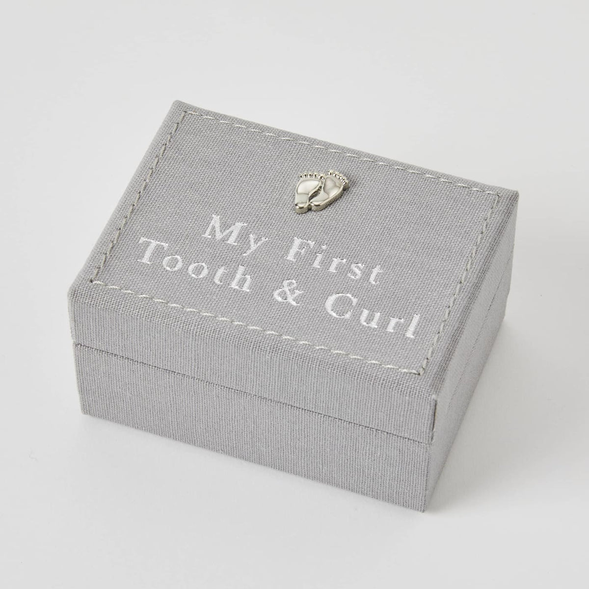 Jiggle &amp; Giggle Mini Treasures Baby Box - My First Tooth &amp; Curl - Grey - GIFTWARE - KEEPSAKES