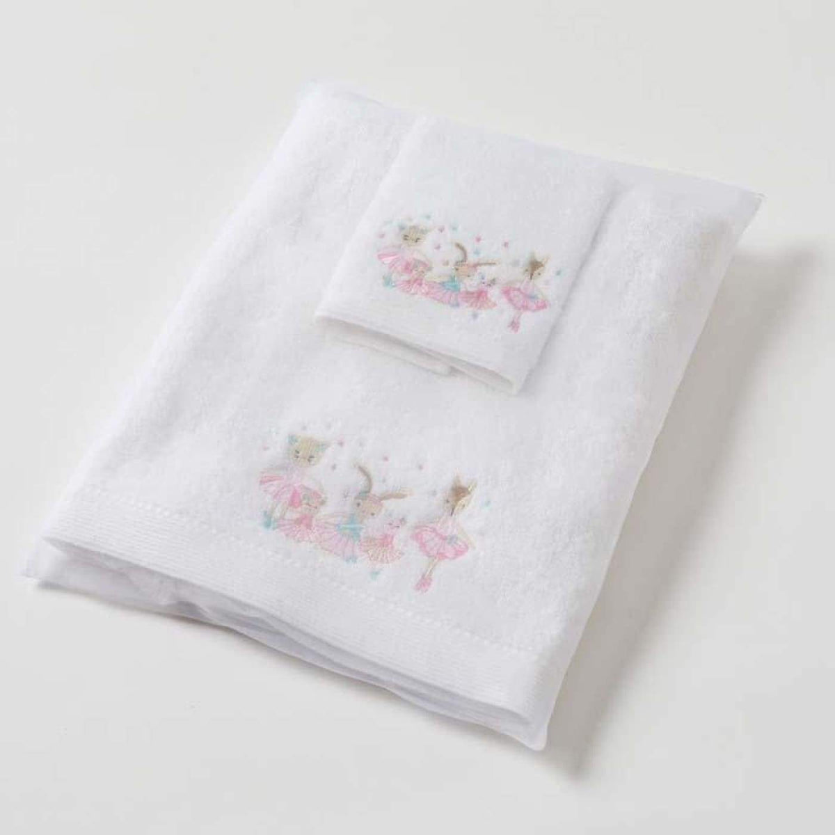 Pilbeam Towel and Face Washer in Organza Bag - Ballerina - BATHTIME &amp; CHANGING - TOWELS/WASHERS