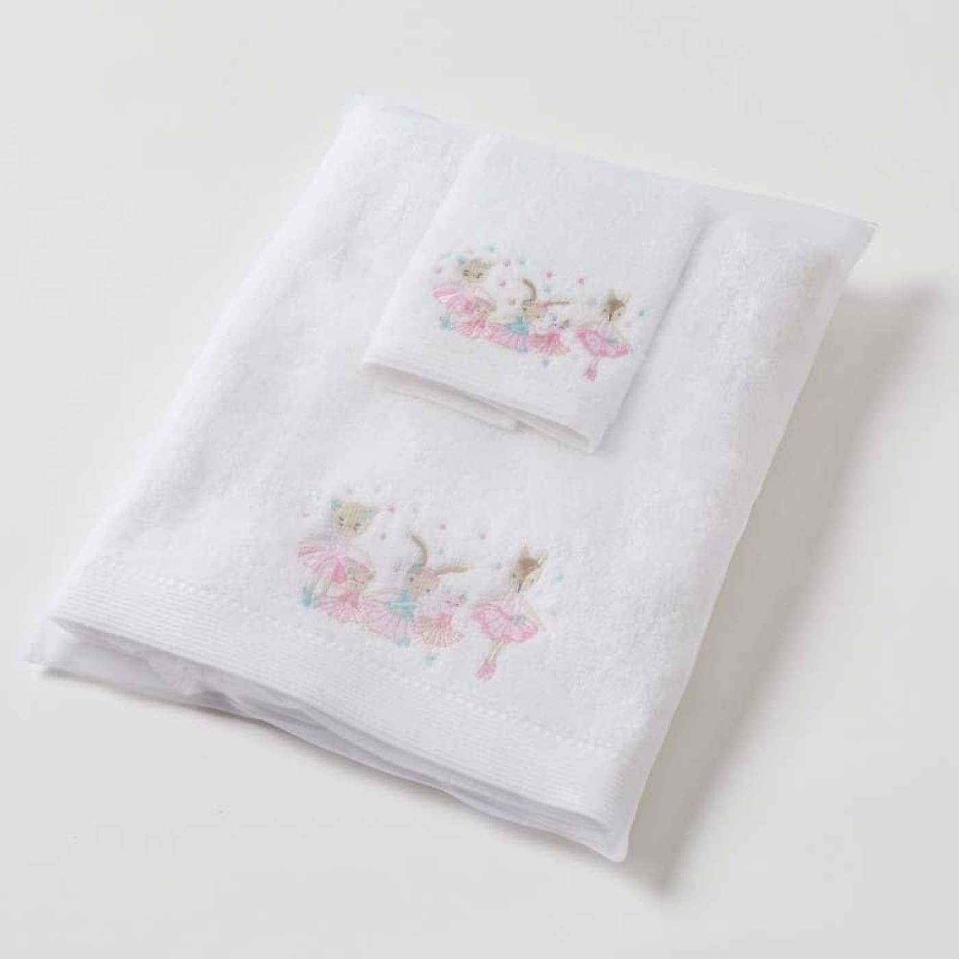 Pilbeam Towel and Face Washer in Organza Bag - Ballerina - BATHTIME & CHANGING - TOWELS/WASHERS