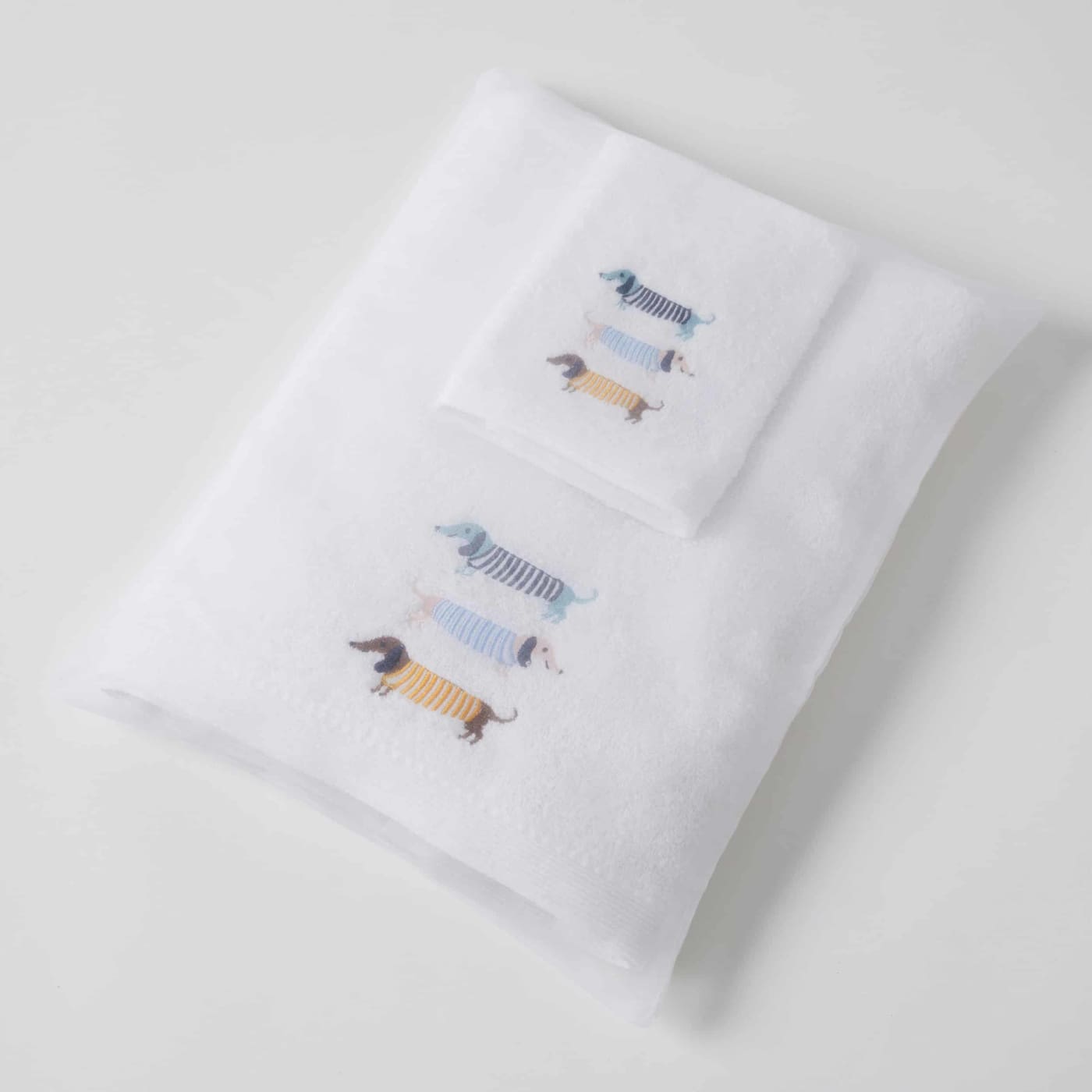 Jiggle & Giggle Towel & Face Washer Set in Organza Bag - Dachshunds - Dachshunds - BATHTIME & CHANGING - TOWELS/WASHERS