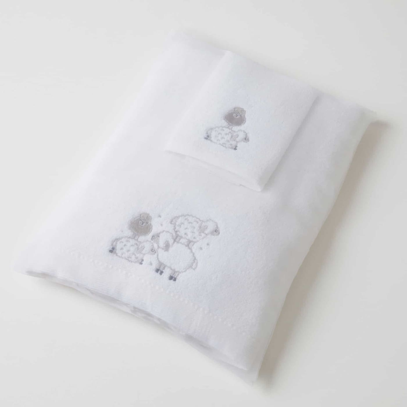 Jiggle & Giggle Towel & Face Washer Set in Organza Bag - Sheep - Sheep - BATHTIME & CHANGING - TOWELS/WASHERS