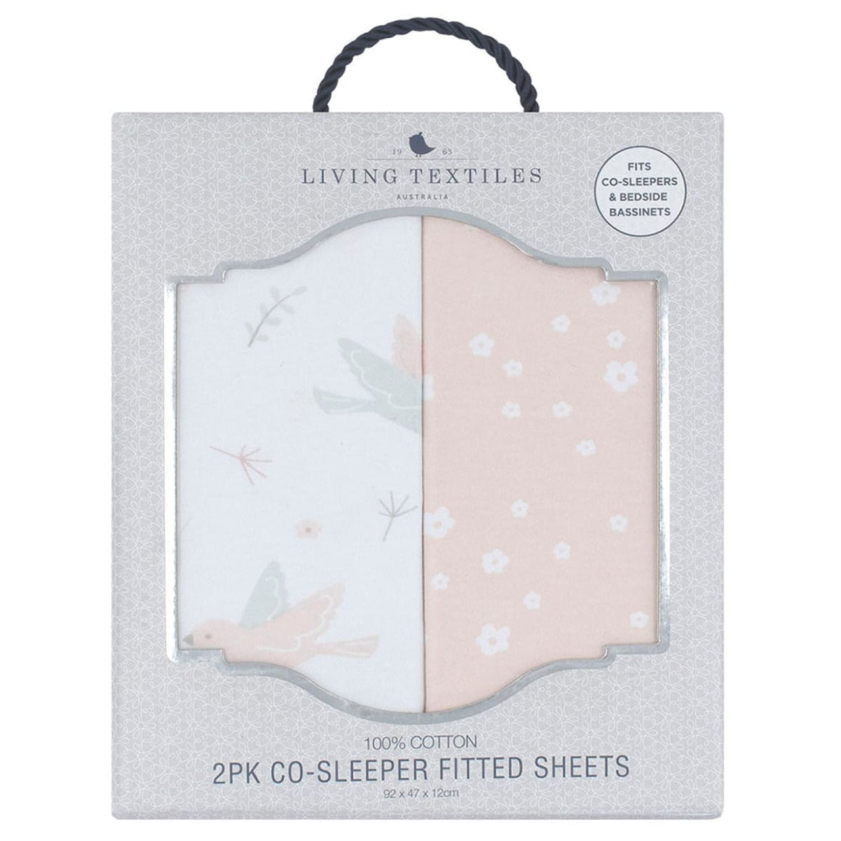 Living Textiles 2-pack Jersey Co-sleeper/Cradle Fitted Sheet - Ava/Blush Floral - Ava/Blush Floral - NURSERY &amp; BEDTIME - BASS/CRADLE/COSLEEP