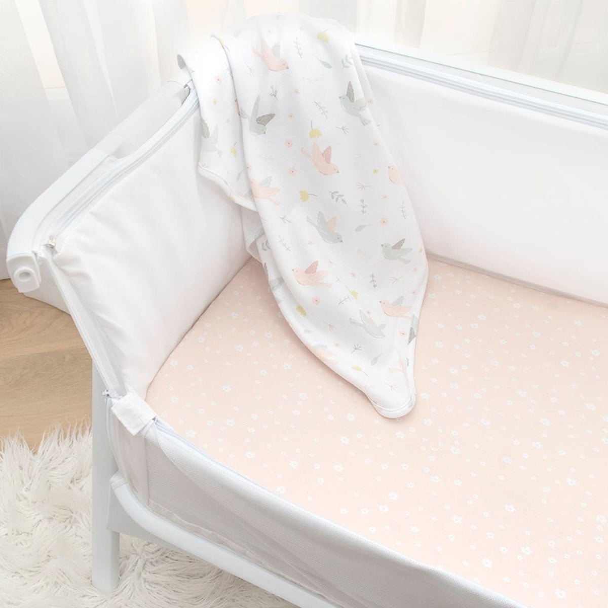 Living Textiles 2-pack Jersey Co-sleeper/Cradle Fitted Sheet - Ava/Blush Floral - Ava/Blush Floral - NURSERY &amp; BEDTIME - BASS/CRADLE/COSLEEP