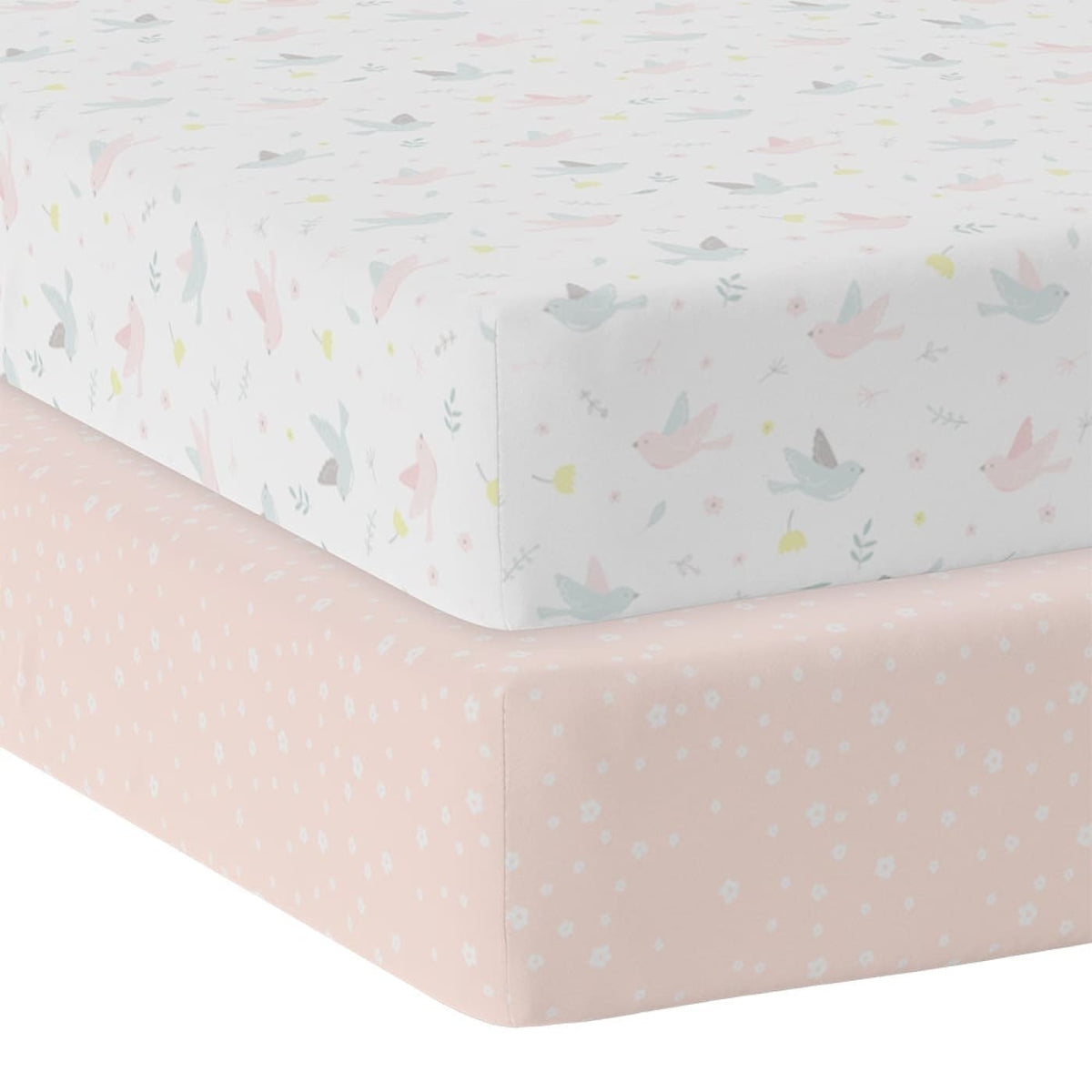Living Textiles 2-pack Jersey Cot Fitted Sheet - Ava/Blush Floral - Ava/Blush Floral - NURSERY &amp; BEDTIME - COT MANCHESTER