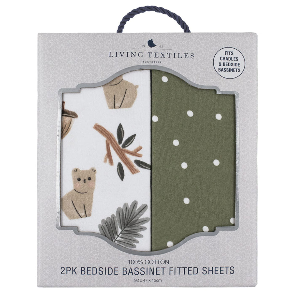 Living Textiles Jersey Bedside Sleeper Fitted Sheets 2pk - Forest Retreat - Forest Retreat - NURSERY &amp; BEDTIME - BASS/CRADLE/COSLEEP 