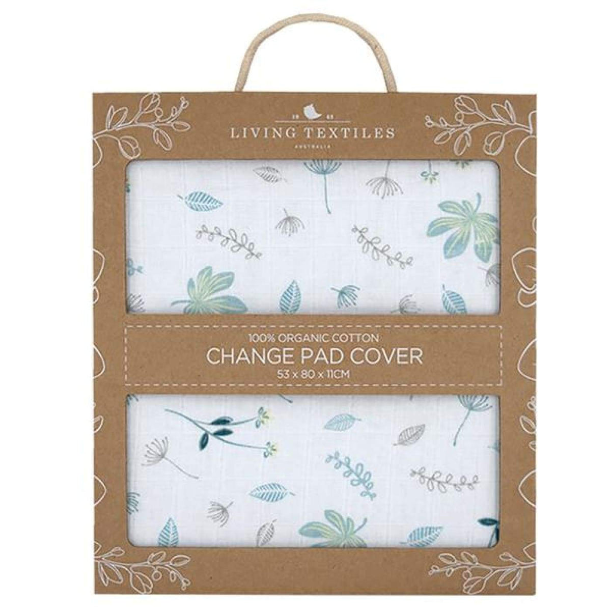 Living Textiles Muslin Change Pad Cover - Banana Leaf/Teal - Banana Leaf - BATHTIME &amp; CHANGING - CHANGE MATS/COVERS