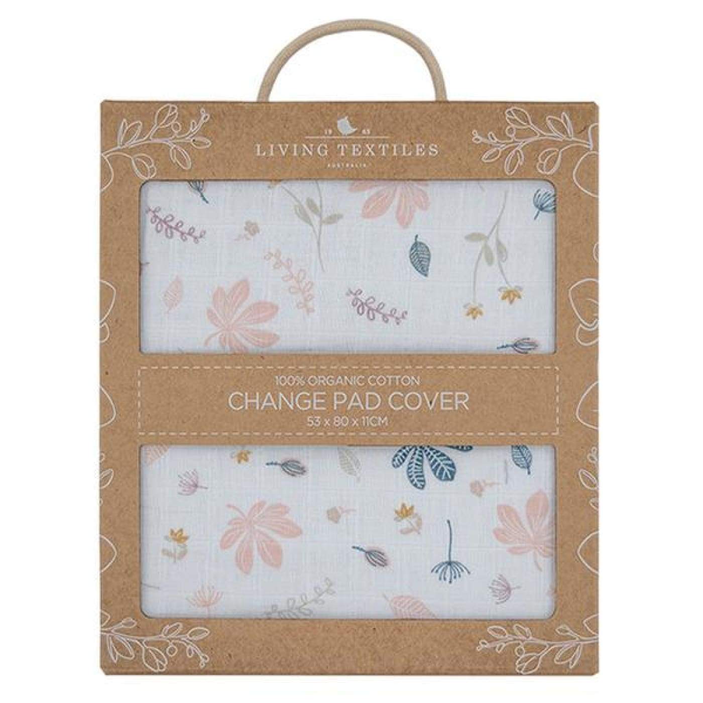 Living Textiles Muslin Change Pad Cover - Botanical/Blush - Botanical - BATHTIME & CHANGING - CHANGE MATS/COVERS