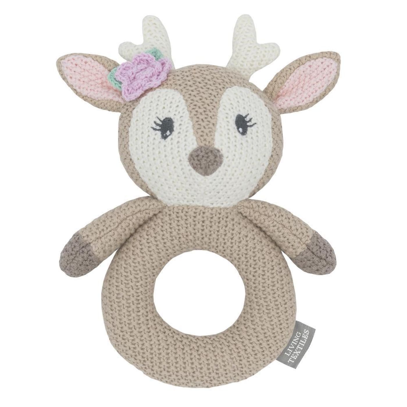 Living Textiles Whimsical Knitted Ring Rattle - Ava Fawn - Ava Fawn - TOYS & PLAY - BLANKIES/COMFORTERS/RATTLES