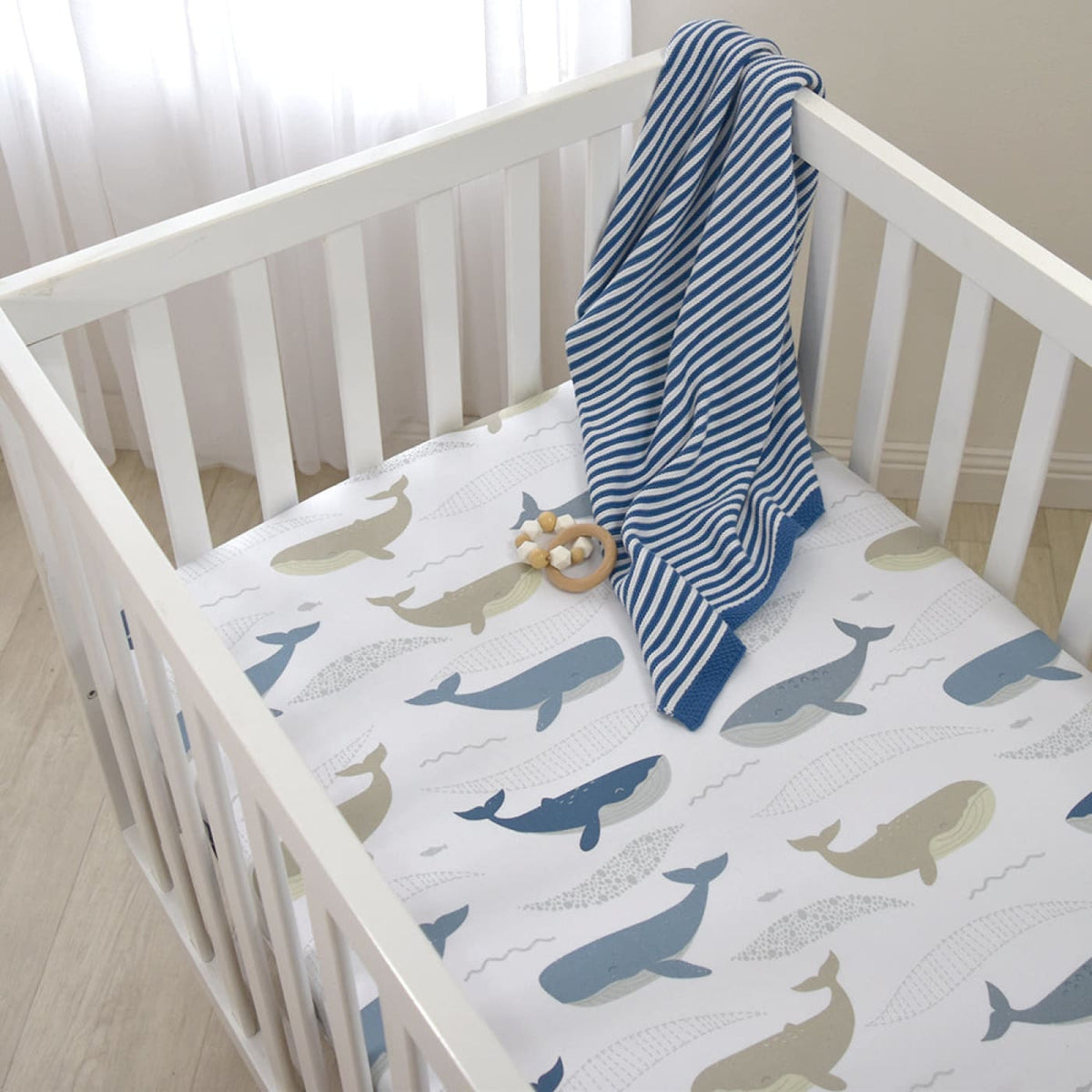 Lolli Living Cot Fitted sheet - Oceania Whales - Oceania - NURSERY &amp; BEDTIME - COT MANCHESTER