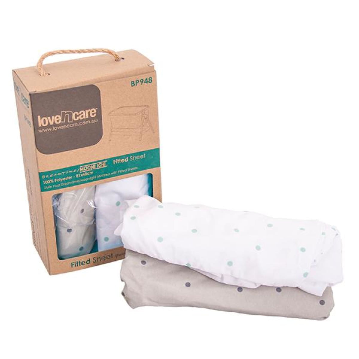 Love N Care Fitted Sheets for Dreamtime/Moonlight Sleeper - Dots 81X48CM - NURSERY &amp; BEDTIME - BASS/CRADLE/COSLEEP MANCHESTER
