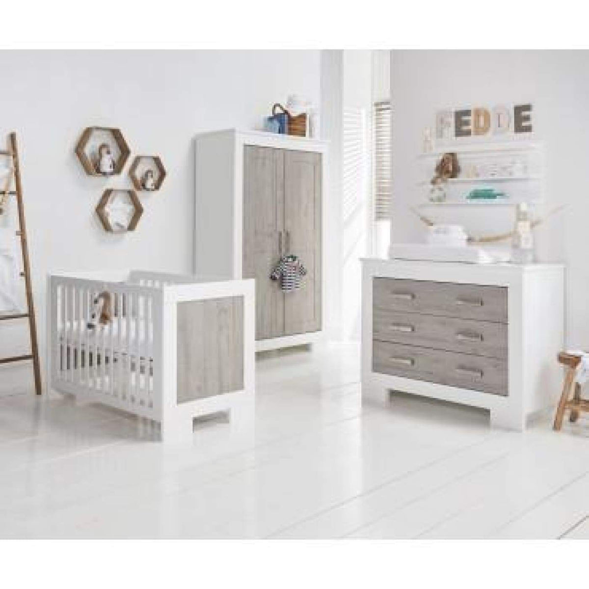 Love N Care Lucca Chest - White/Ash - NURSERY &amp; BEDTIME - CHESTS/DRESSERS/TALLBOYS