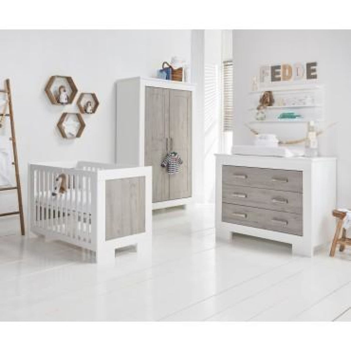 Love N Care Lucca Cot - White/Ash - NURSERY &amp; BEDTIME - COTS
