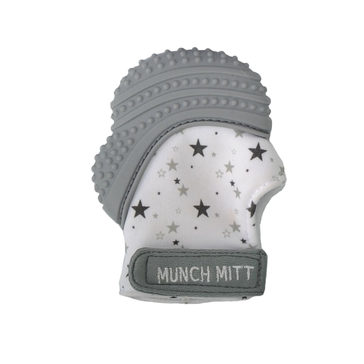 Malarkey Kids Munch Mitt Teething Mitten - Grey Stars - NURSING &amp; FEEDING - TEETHERS/TEETHING JEWELLERY