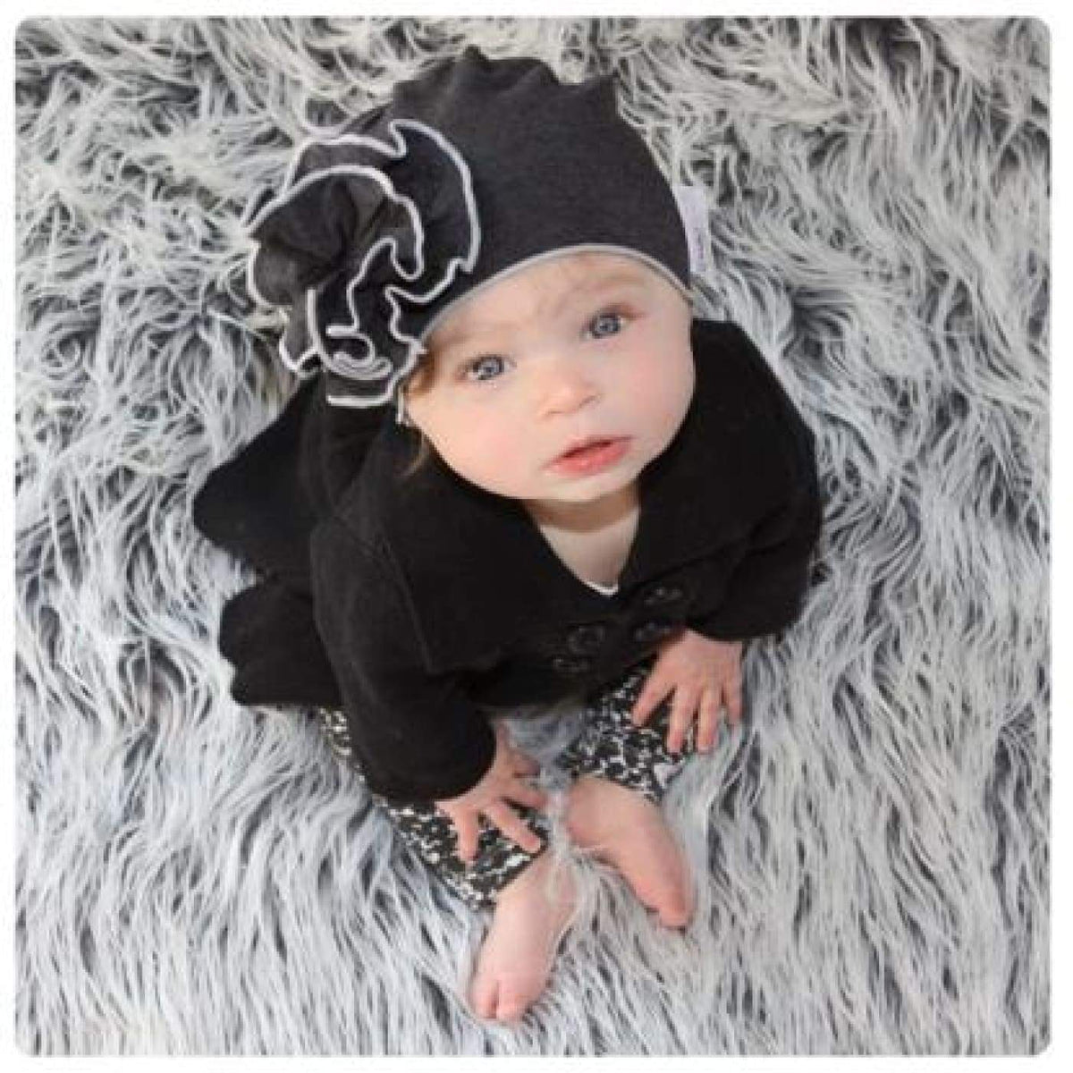 Mod Swad Bamboo Flower Beanie - Rockstar - Large - Large / Rockstar - BABY &amp; TODDLER CLOTHING - BEANIES/HATS