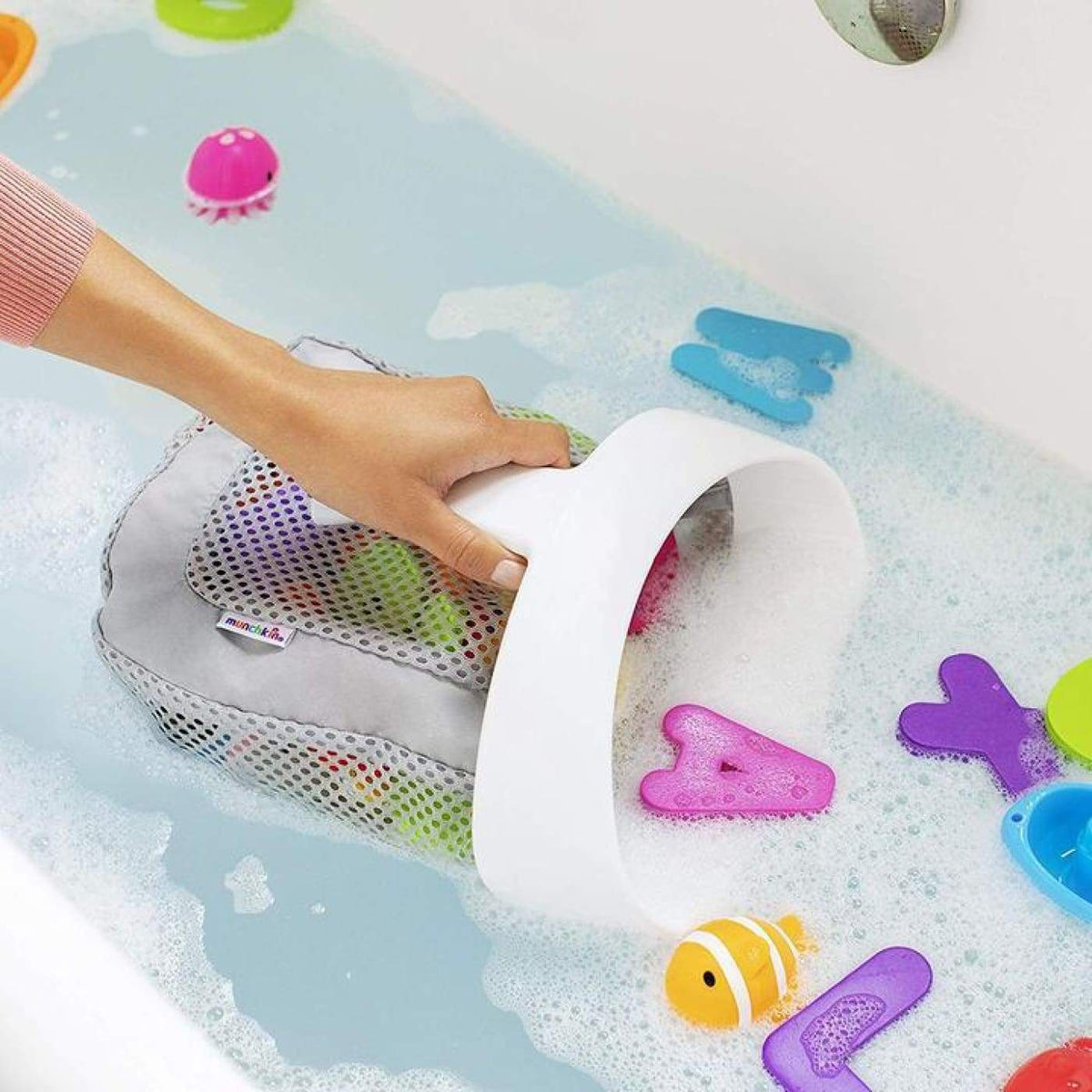 Munchkin Super Scoop Bath Organiser- Grey - BATHTIME &amp; CHANGING - BATH TOYS/AIDS