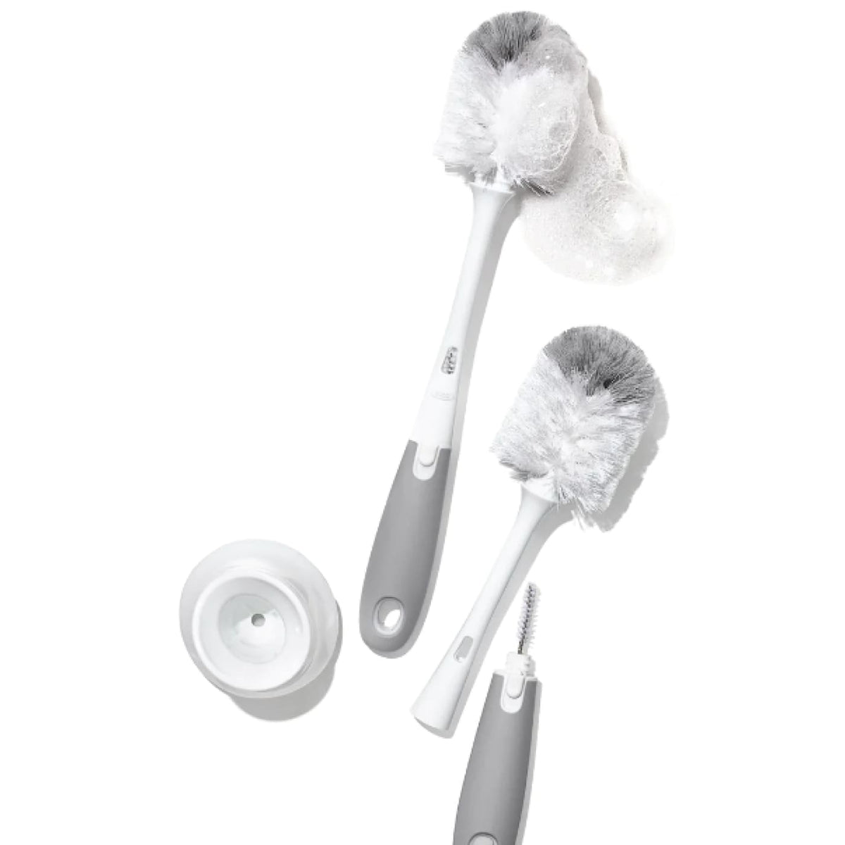 Oxo Tot Bottle Brush Bundle Set - Grey - Grey - NURSING &amp; FEEDING - BOTTLE ACCESSORIES