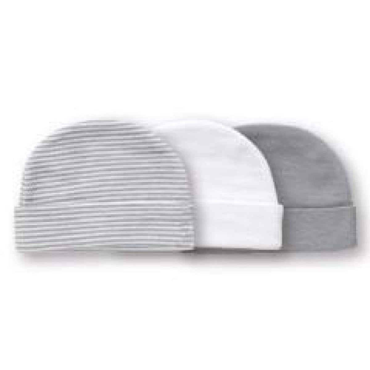 Playette 3pp Preemie Caps GREY/WHITE - BABY &amp; TODDLER CLOTHING - MITTENS/SOCKS/SHOES