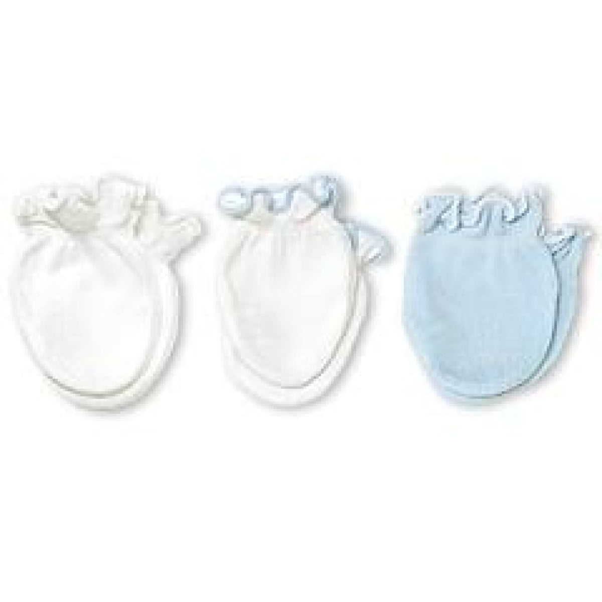 Playette Preemie Mittens - Blue/White 3PK - Prem / Blue/White - BABY &amp; TODDLER CLOTHING - MITTENS/SOCKS/SHOES