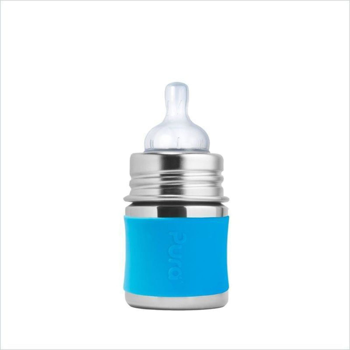 Pura Kiki Infant Stainless Steel Bottle Slow Teat - Aqua Sleeve 150ML - NURSING &amp; FEEDING - ECO RANGE
