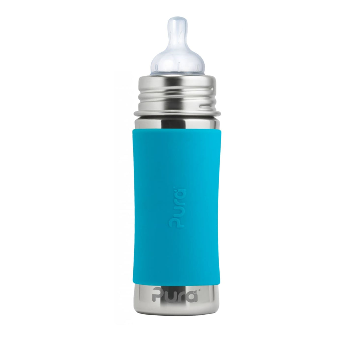Pura Kiki Insulated Infant Stainless Steel Bottle - Aqua Sleeve 260ML - NURSING &amp; FEEDING - ECO RANGE