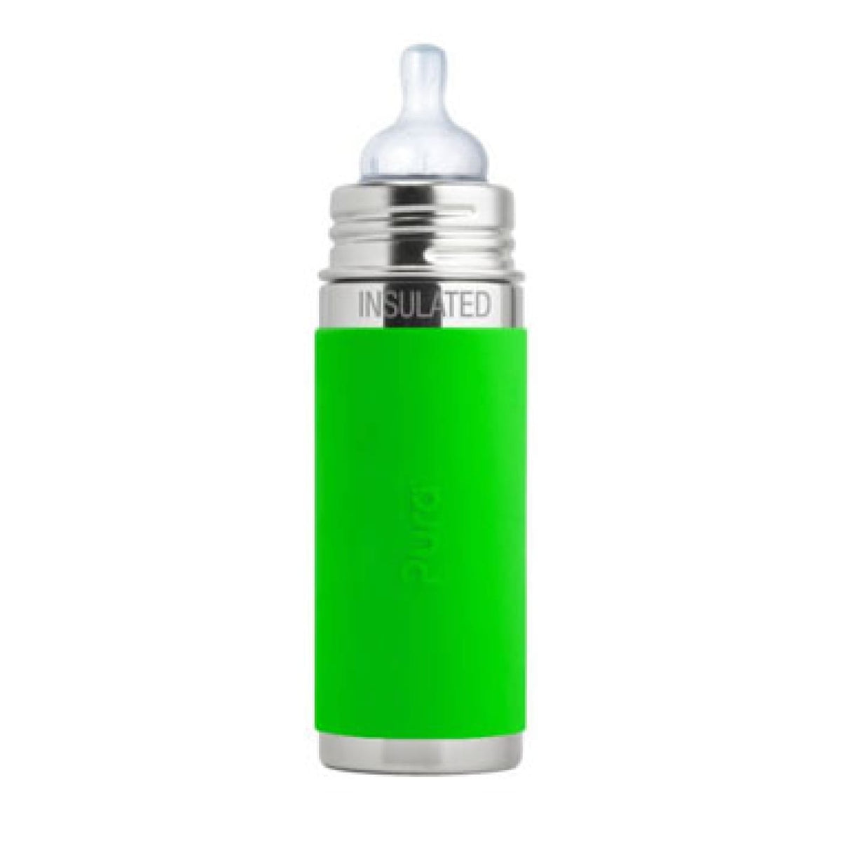 Pura Kiki Insulated Infant Stainless Steel Bottle - Green Sleeve 260ML - NURSING &amp; FEEDING - ECO RANGE