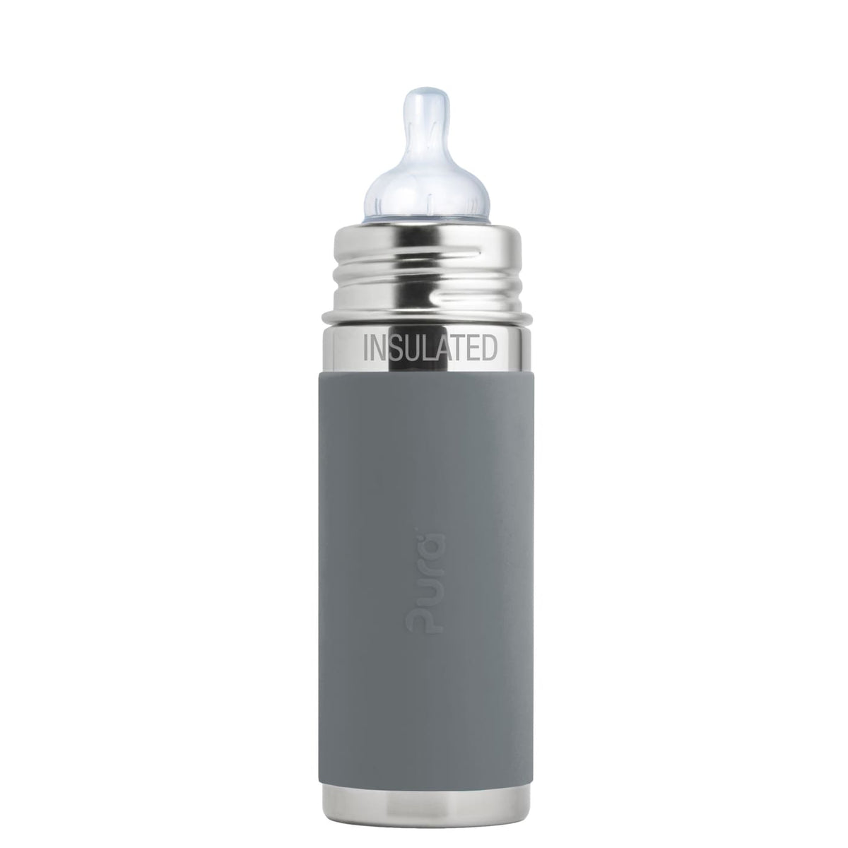 Pura Kiki 260ml Insulated Infant Stainless Steel Bottle - Slate - 260ml / Slate - NURSING &amp; FEEDING - ECO RANGE