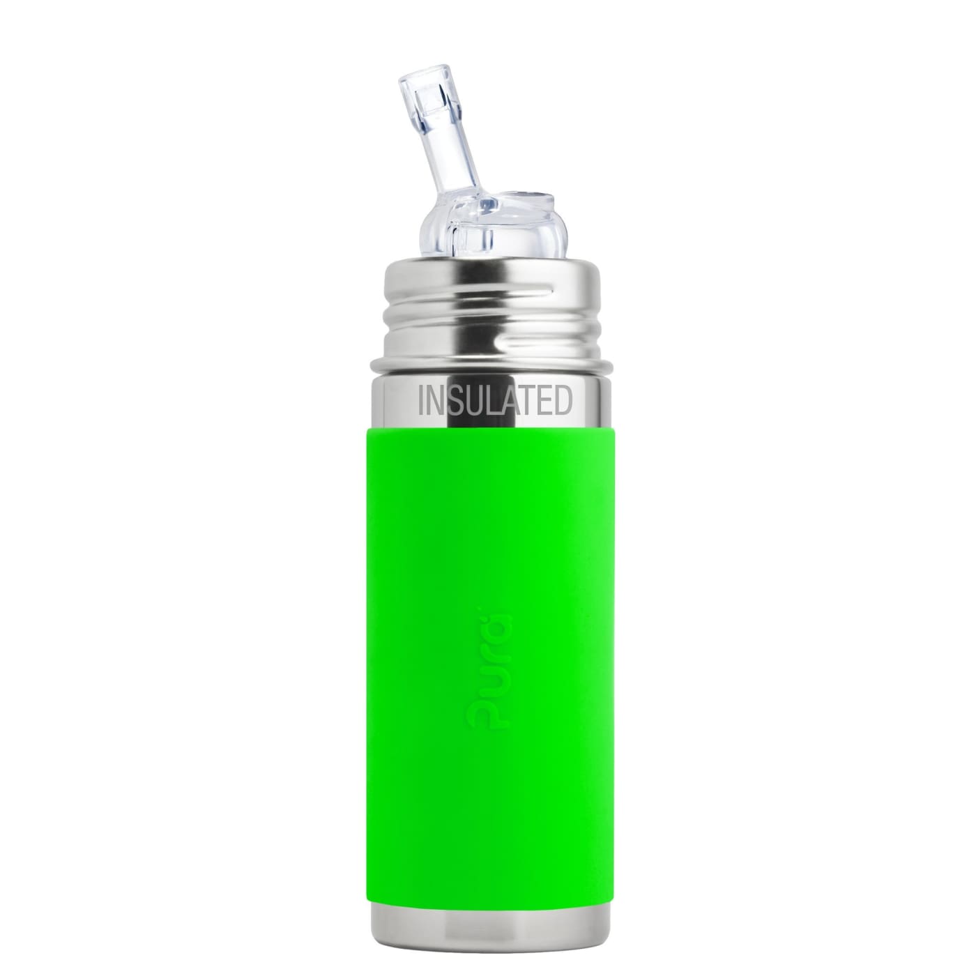 Pura Kiki Insulated Straw Stainless Steel Bottle - Green Sleeve 260ML - 260ml / Green - NURSING & FEEDING - ECO RANGE