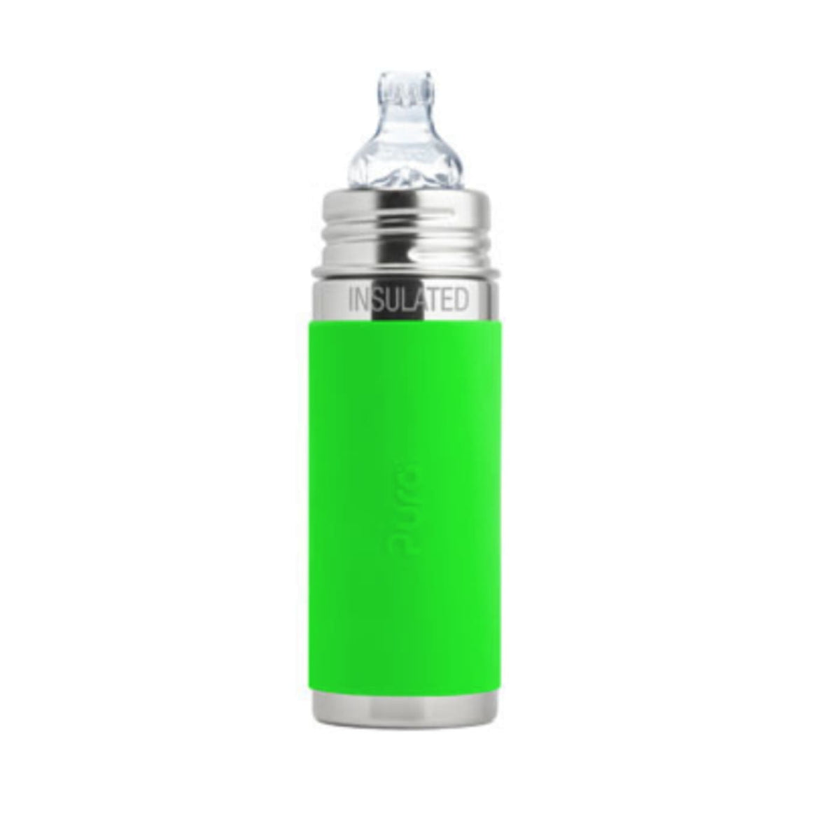 Pura Kiki Insulated Toddler Sippy Stainless Steel Bottle - Green Sleeve 260ML - NURSING &amp; FEEDING - ECO RANGE
