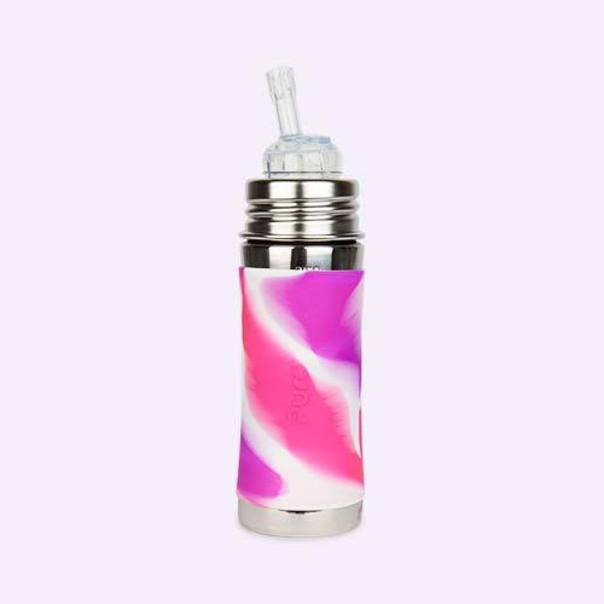 Pura Kiki Straw Stainless Steel Bottle - Pink Swirl Sleeve 325ML - 325ML / Pink Swirl - NURSING &amp; FEEDING - ECO RANGE