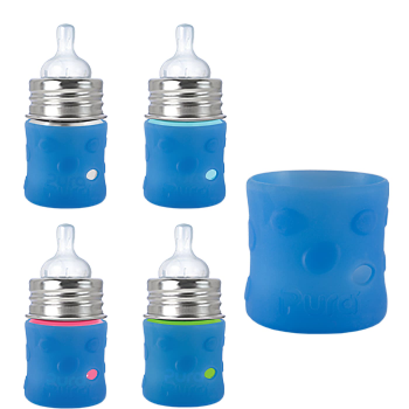 Pura Kiki Short Silicone Pebble Full Sleeve - Blue - NURSING & FEEDING - ECO RANGE