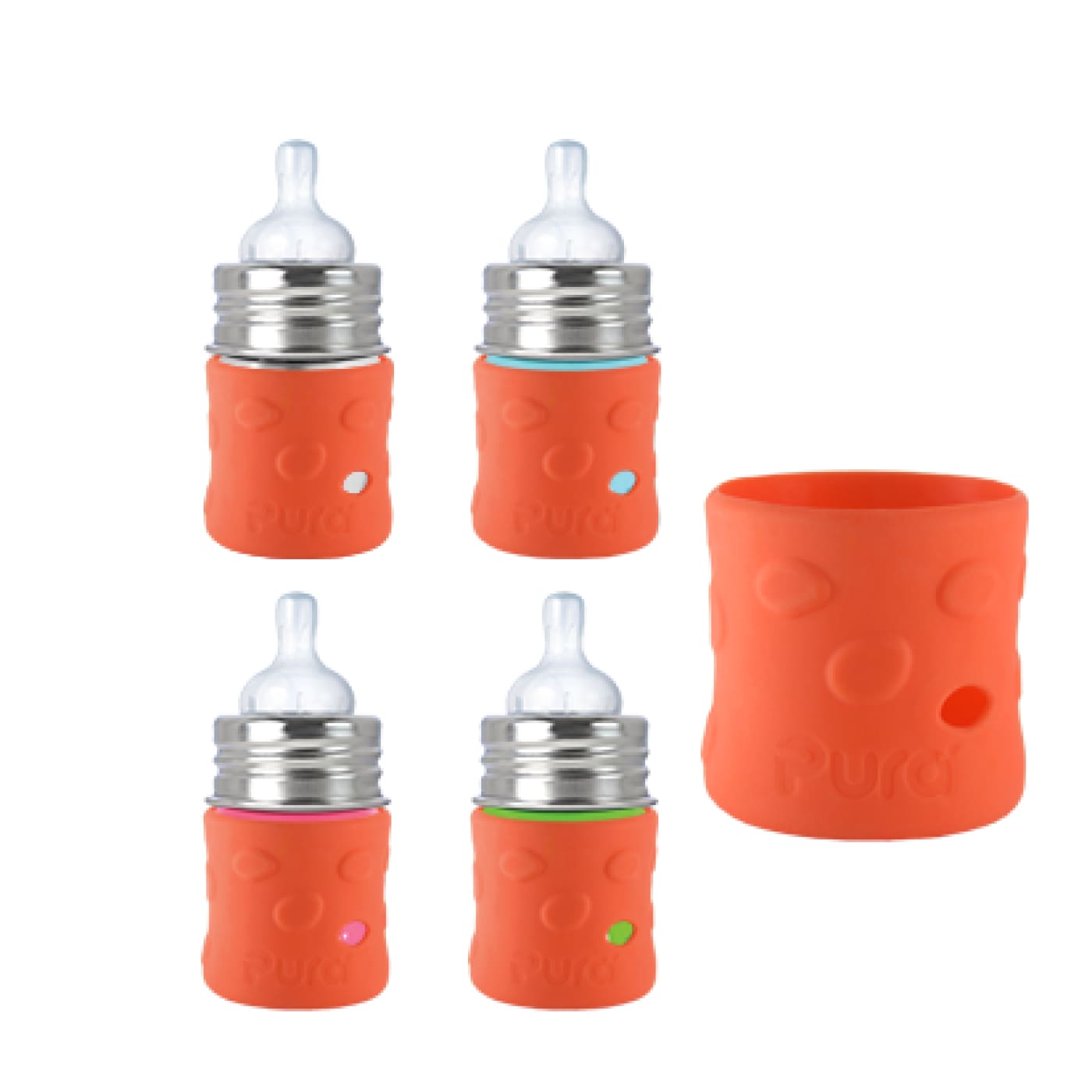 Pura Kiki Short Silicone Pebble Full Sleeve - Orange - NURSING & FEEDING - ECO RANGE