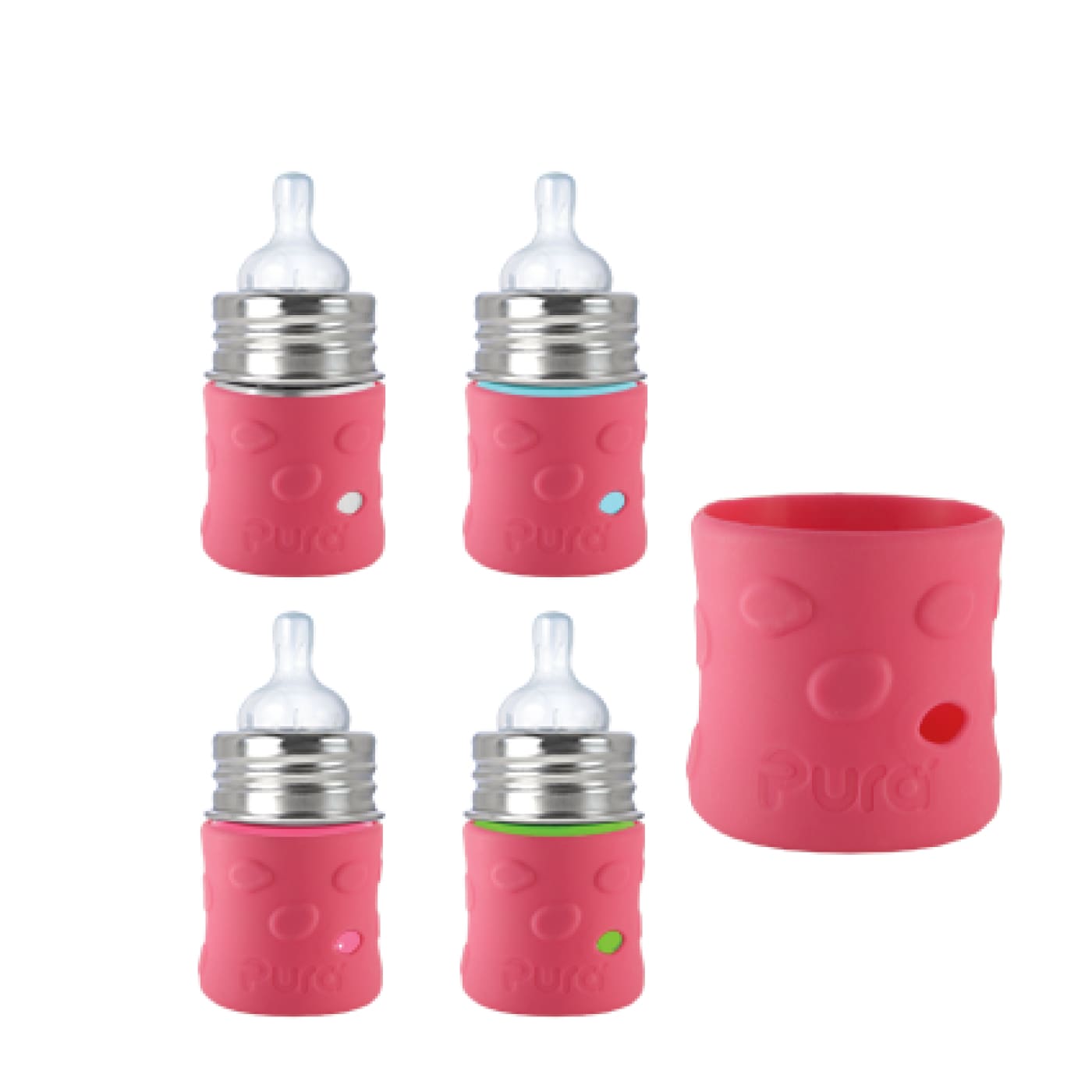 Pura Kiki Short Silicone Pebble Full Sleeve - Pink - NURSING & FEEDING - ECO RANGE