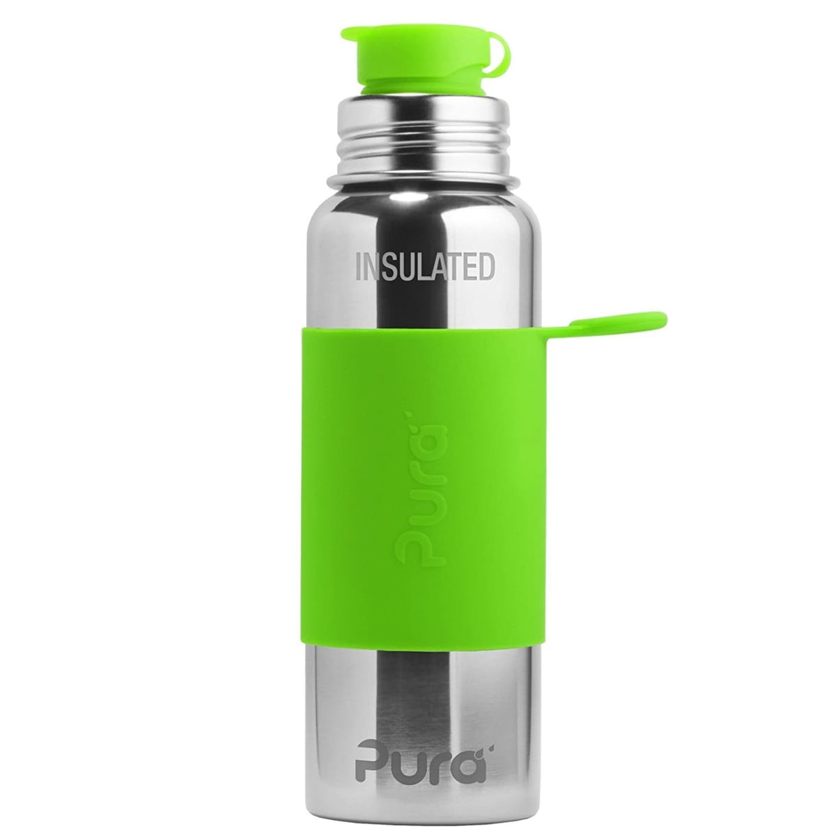 Pura Insulated Sport Stainless Steel Bottle - Green Sleeve 650ML - NURSING &amp; FEEDING - ECO RANGE