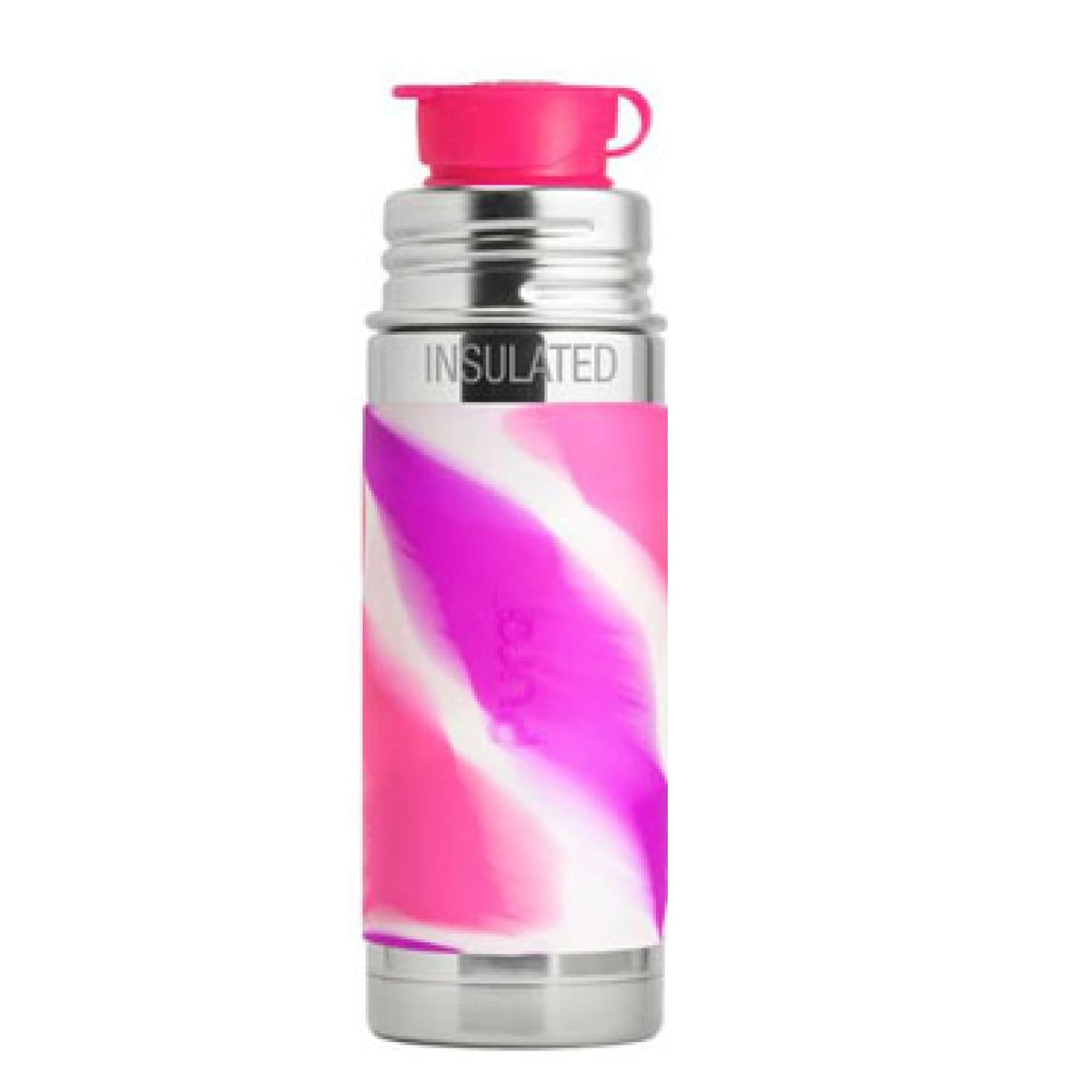 Pura Kiki Insulated Sport Mini Stainless Steel Bottle - Pink Swirl Sleeve 260ML - NURSING &amp; FEEDING - ECO RANGE